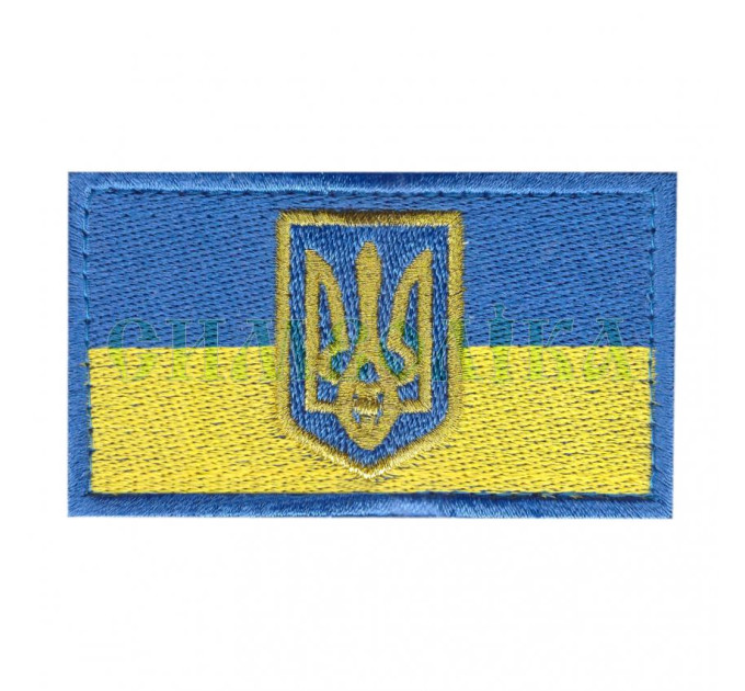 Прапорець синьо-жовтий з тризубом 8х4,5см