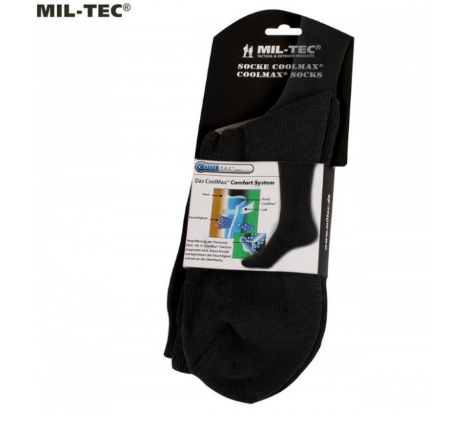 Mil-Tec Шкарпетки тактичні армійські Чорні Кулмакс (3 seasons) SOCKE COOLMAX Black