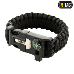 M-Tac браслет паракорд з компасом, висікачем іскор і свистком Black