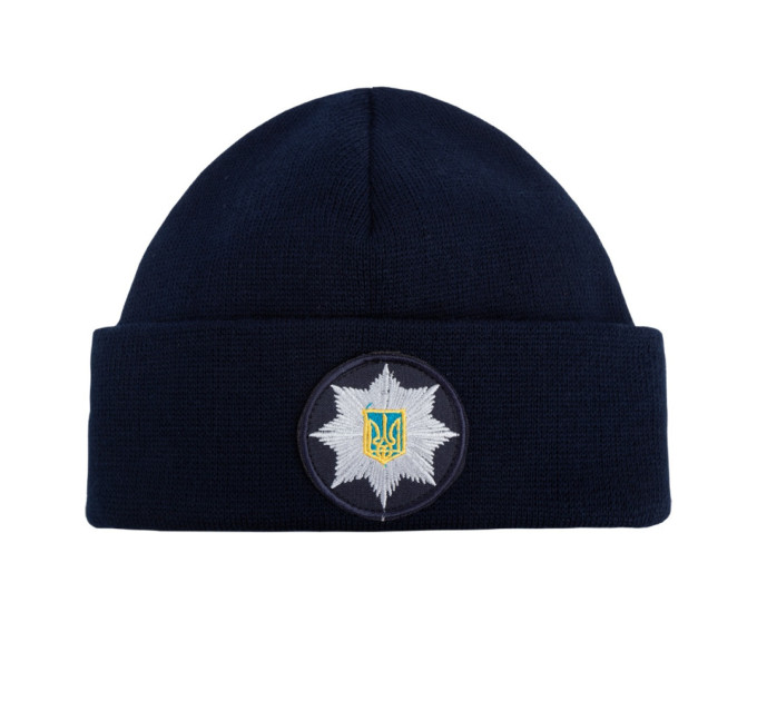 Шапка в'язана флісова з відворотом Поліція Navy Blue