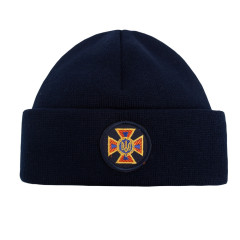 Шапка в'язана флісова з відворотом ДСНС  Navy Blue