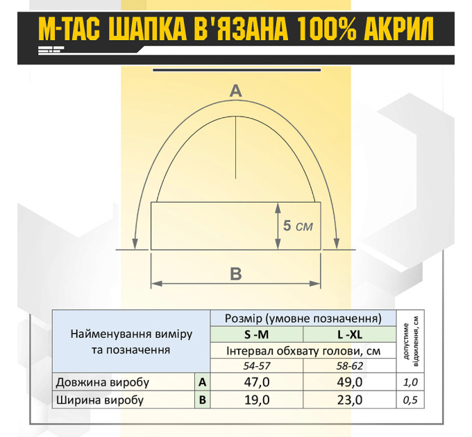 M-Tac шапка тонка в'язка 100% акрил Black