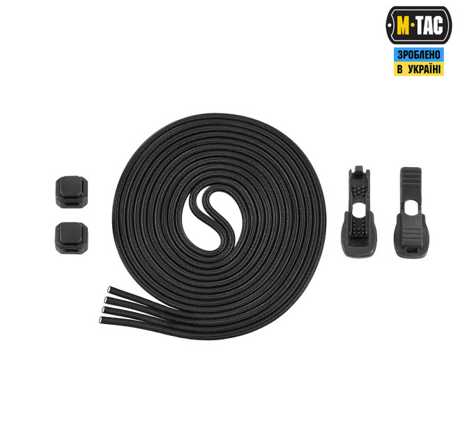 M-Tac шнурки Elastic Shoelaces Black 120 см